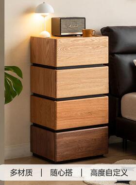 fLE实木床头柜简约现代橡木收纳卧室床边柜自由组合创意抽屉盒储