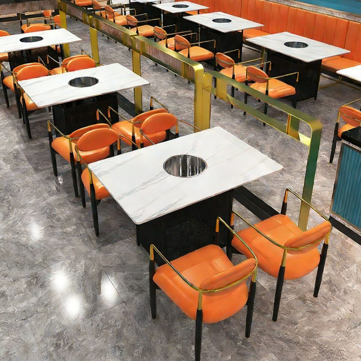 网红韩式烤肉桌子卡座餐饮店轻奢餐椅沙发定制火锅桌无烟净化商用