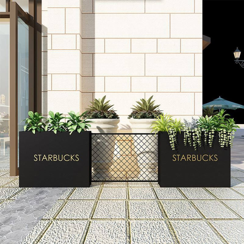 户外铁艺花箱长方形网格围栏组合花坛商业街店铺外摆花槽隔断