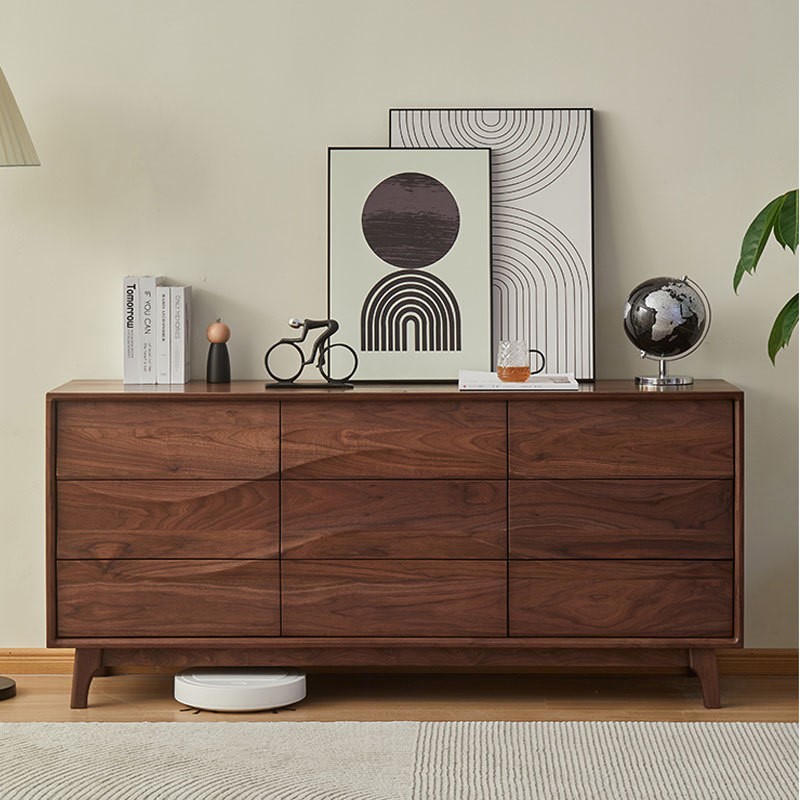 北美黑胡桃木斗柜 北欧卧室储物收纳柜九斗柜客厅 边柜实木简约床