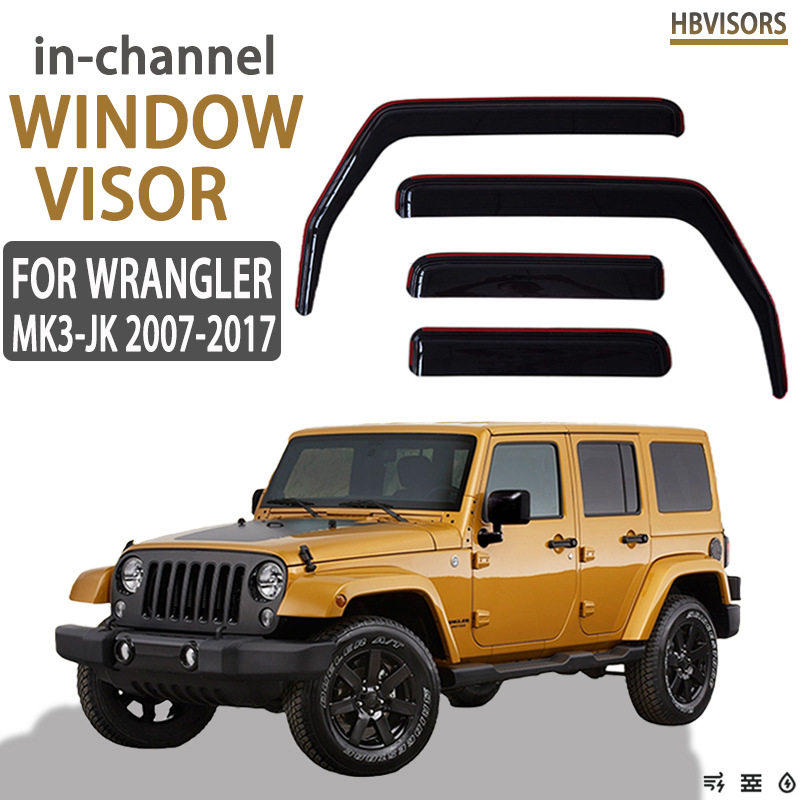 适用于WRANGLER内嵌式雨眉晴雨挡车窗插入式雨档 Window visor