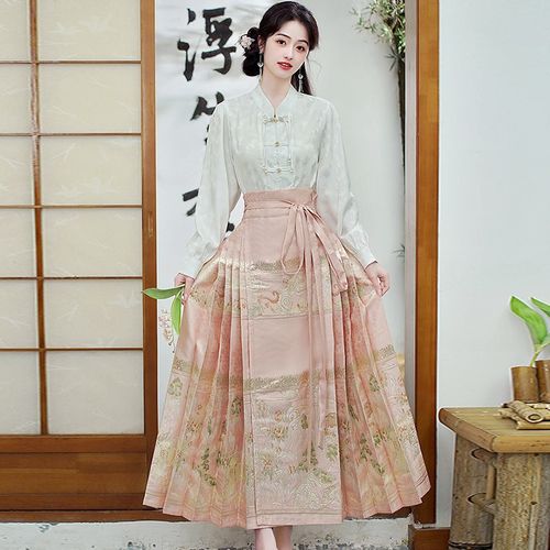 速发可以上班穿的中新式改良汉服成人国风马面通套装日常裙勤