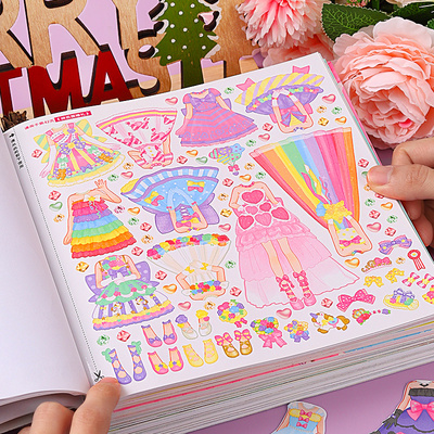 速发公主换装贴纸贴玩具孩贴画到6岁粘书儿童小注力专童元气少