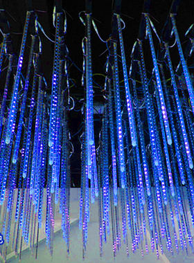 速发蓝色流星的灯流星灯树灯挂树上雨装灯灯室外户外防水七彩串饰