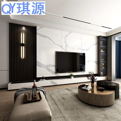 现货速发1200x2400岩板电视背景墙瓷砖大理石简约客厅实木柜造型