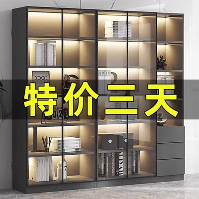 速发书家带玻柜门一体整墙轻奢酒柜璃用客厅组合展示柜实木柜