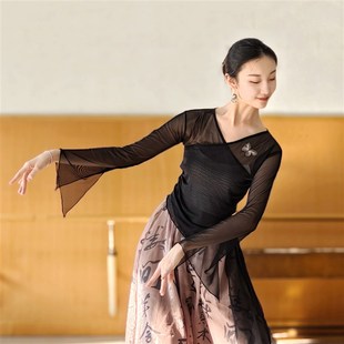 速发古典舞蹈韵蝴蝶纱衣班服艺考装 功服中国风民族舞身服练上衣