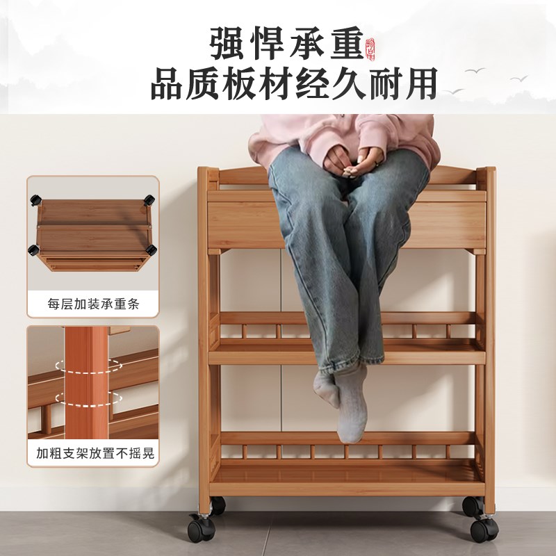 速发移动小推车茶几置物架小户型边几带轮茶桌边柜桌茶几茶水架子