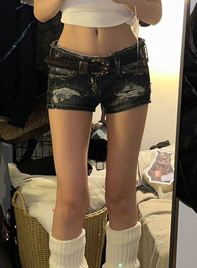 速发k式y2美大包水洗做旧破洞牛仔短裤辣妹低腰码臀a字热裤