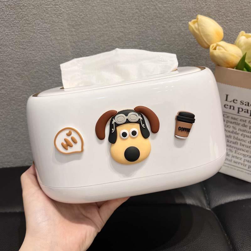 创意桌面抽纸盒现代简约轻奢风格家用塑胶纸巾盒卡通造型收纳盒