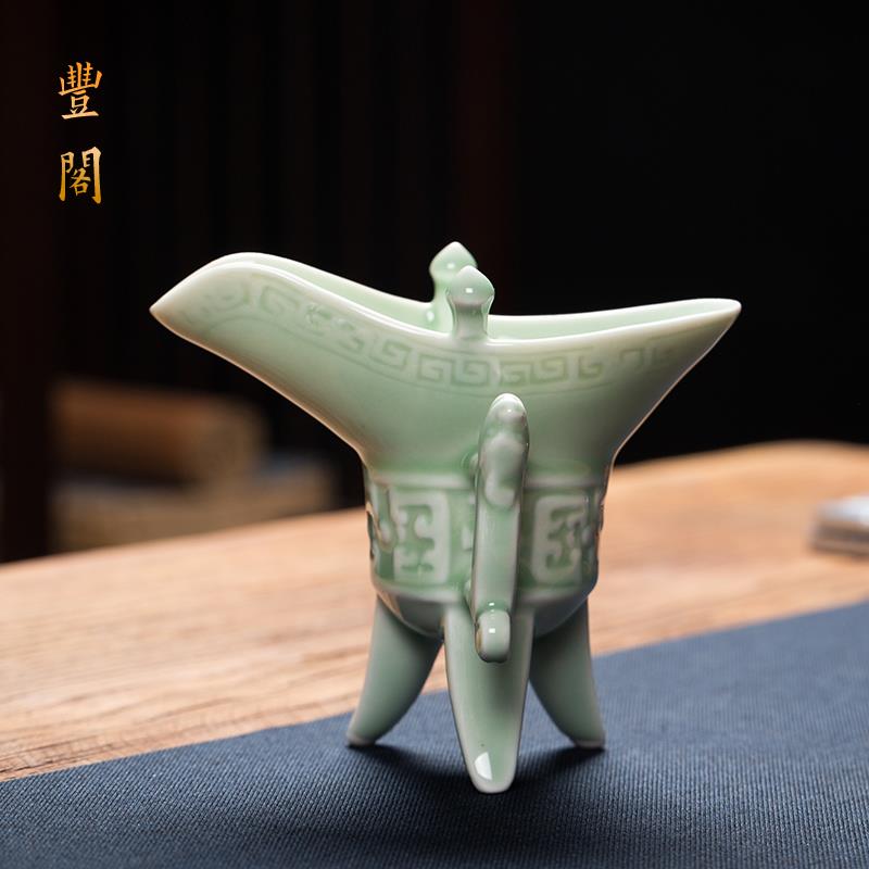 彷古代三足爵杯一口帝王杯白酒杯宫廷酒尊酒杯彷古干 干隆杯古董