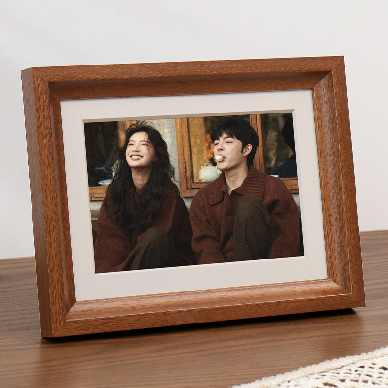 实木相框摆台洗照片做成相册高级感6寸7寸8加打印diy定制挂墙画框