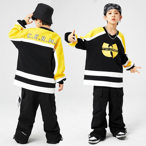 好货少儿街舞潮服炸街嘻哈宽松卫衣套装男孩hiphop潮酷帅气表演出