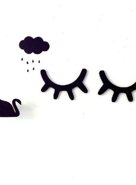 1 Pair Nordic Style Cute Wooden 3D Eyelash Wall Sticker