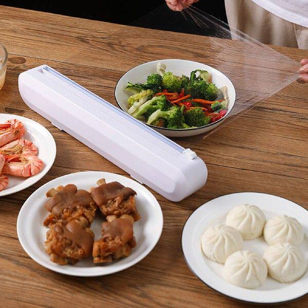 Plastic Wrap Organizer Cling Film Cutter Suction Cup Cling
