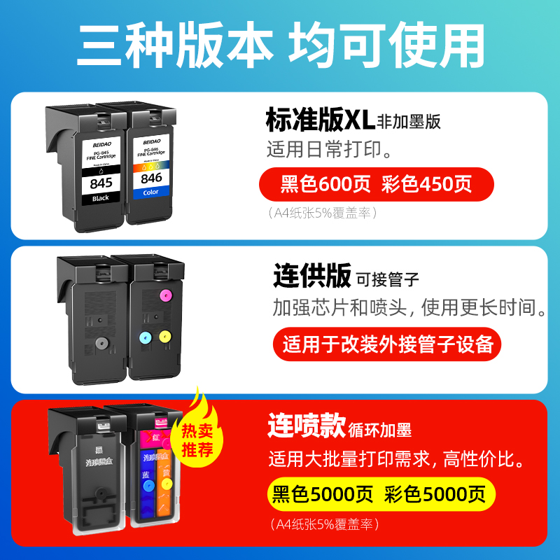 适用佳能MG2580s墨盒CANON 2580s打印机 喷墨大容量墨水盒腾彩PIX