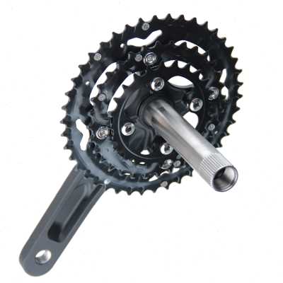 山地自行车牙盘曲柄中轴中空一体3盘30变速243242T齿盘链轮改装