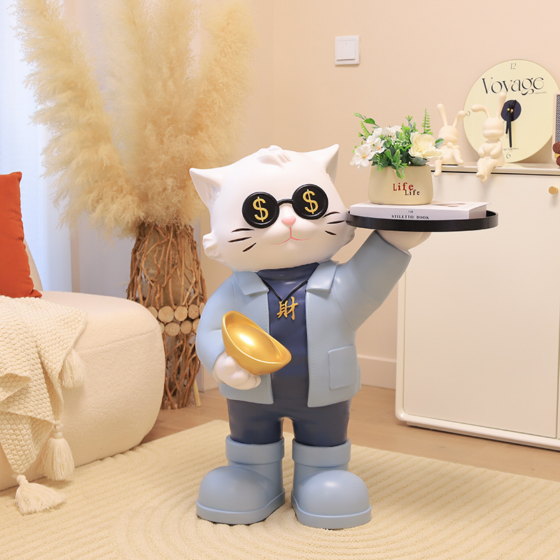招财猫大型落地摆件店铺橱窗场景布置氛围客厅电视机柜沙发旁装饰