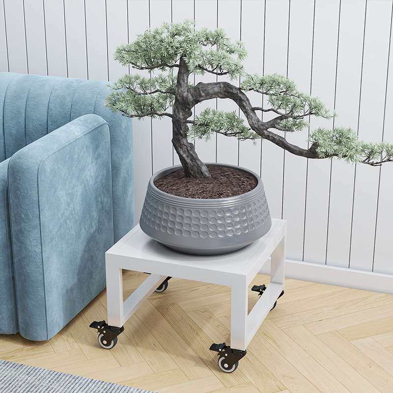 包邮家用花架子简约阳台移动花盆托万向轮防锈铁艺底座托金属花架