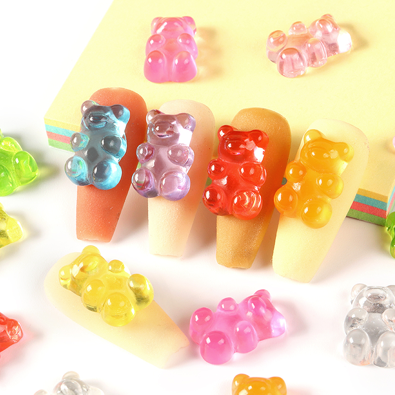 18 Pcs/Set Cute Tiny Bear 3D Nail Art Accessories DIY
