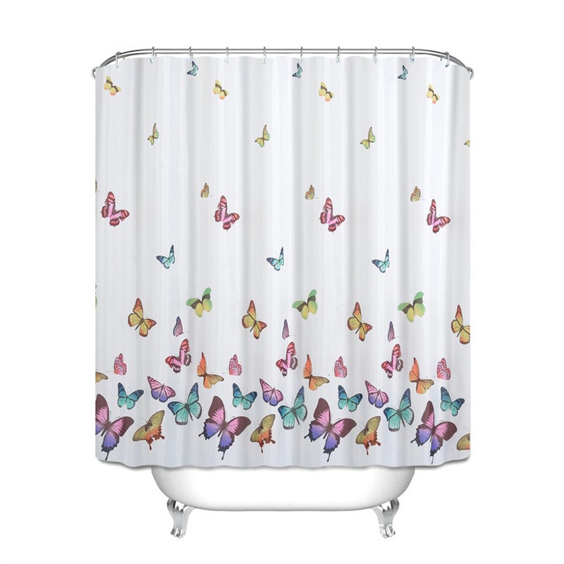 .simple colorful butfly waproof  shower curtain bathroom cur