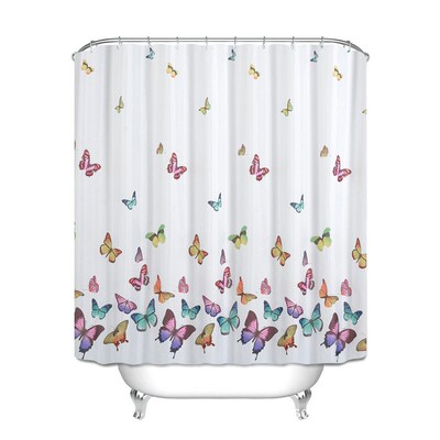 .simple colorful butfly waproof  shower curtain bathroom cur