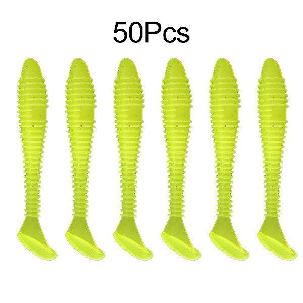 50pcs Ttail Soft Baits Fishing Lure Tackle Paddle Tail