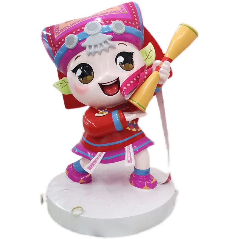 源头工厂玻璃钢卡通少数苗族人物定制泡沫浮雕大型IP工艺品定做