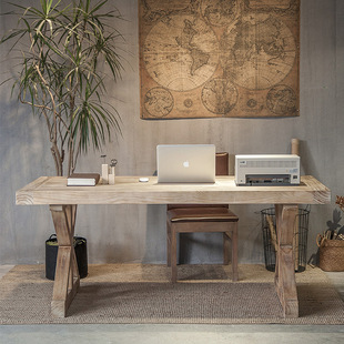 美式 长条桌 实木电脑桌书桌家用松木写字台简约原木办公桌台式