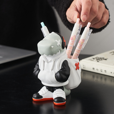 创意恐龙笔筒儿童男孩学生桌面摆件办公室高级感大容量笔桶收纳盒