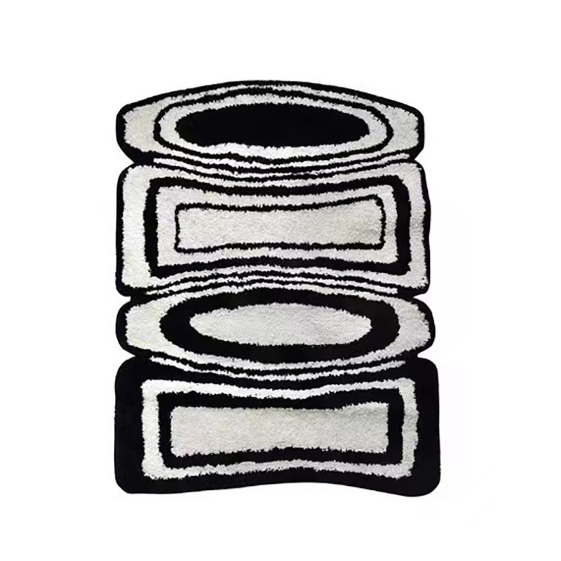 北欧异形植绒地毯卡通卧室耐脏床边地化妆室厕所吸水防滑脚