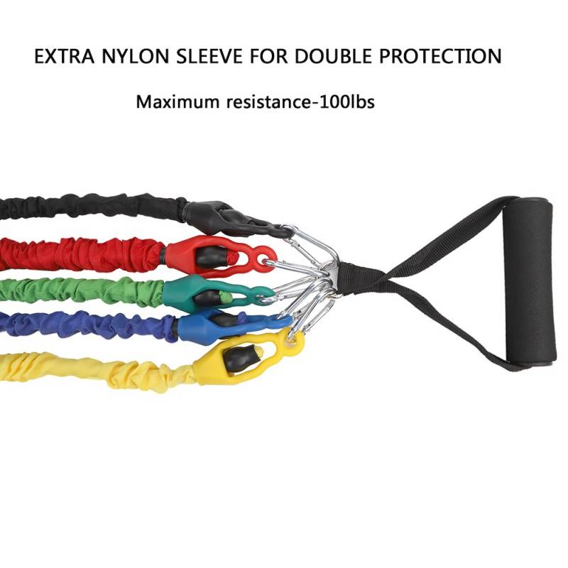 11 PCS Latex Tension Band Set 100 LB With Protective Nylon