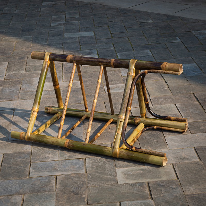 竹架子置物架三角蔬菜架竹编筲箕簸箕架子市井火锅菜架多层三脚架