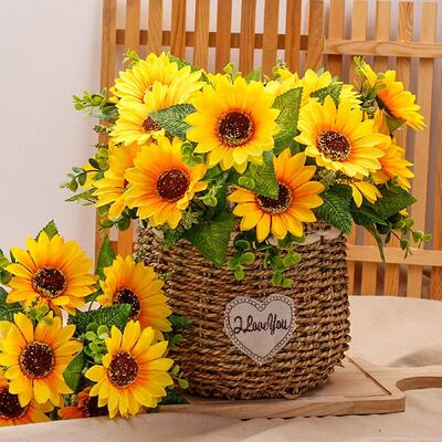 7 Heads Artificial Sunflower Bouquet Silk Sunflower Fake
