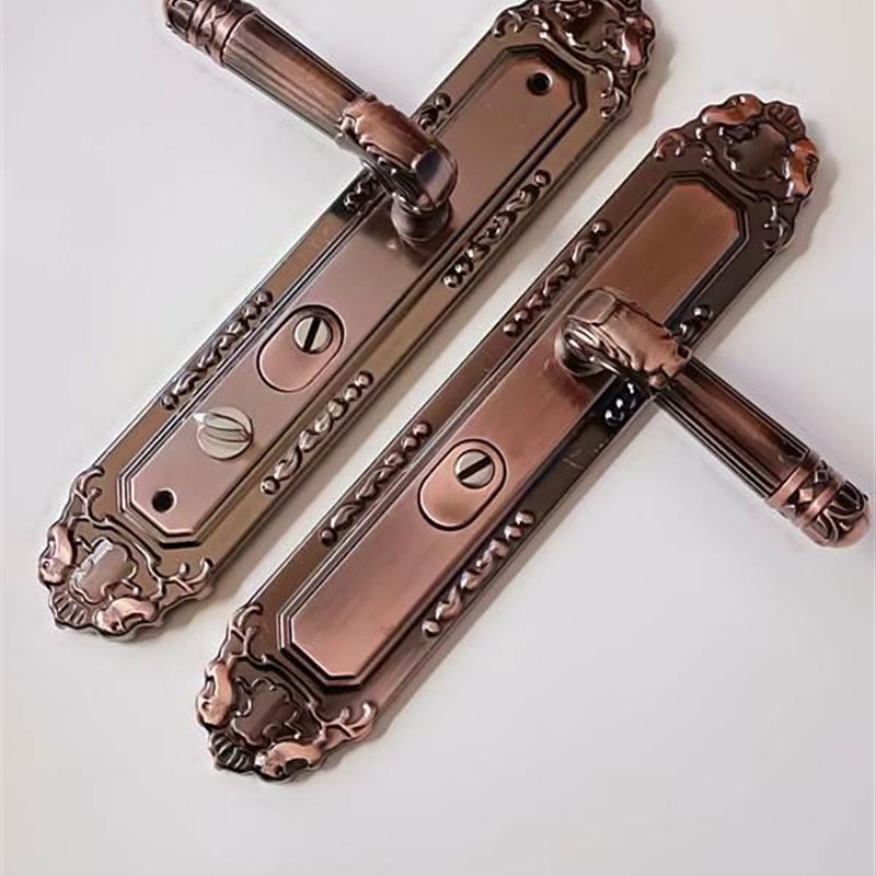 涂涂虎防盗门把手老式锁具红古铜大门执手内锁入户门锁加厚铝合金