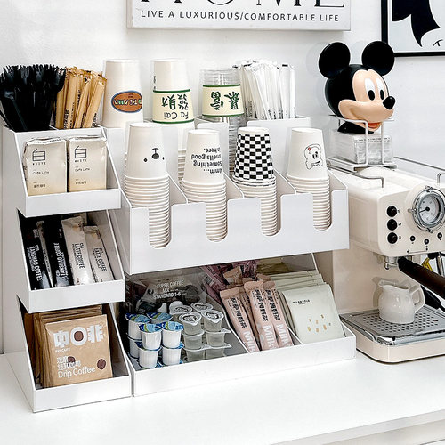 纸杯架桌面一次性杯子咖啡杯置物架办公室吧台奶茶店取杯架放置架