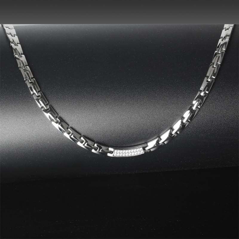 Fashion Double Row Diamond Magnet Negative Ion Titanium Stee