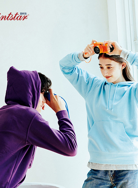 Printstar/品时达日系纯棉卫衣男春秋款连帽情侣宽松休闲纯色学生