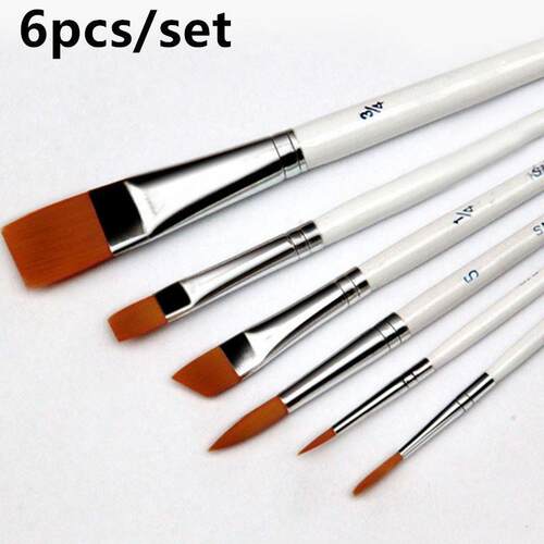 6pcs Painting Brush Oil Paint Nylon Hair Water Color PZainti