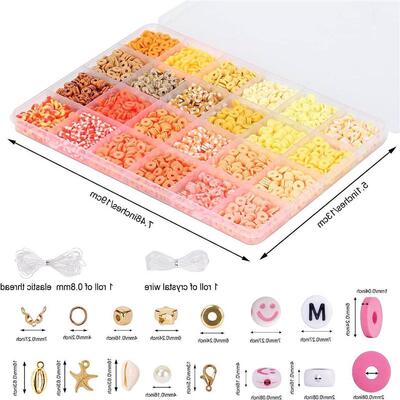 6MM Polymer Clay Beads Set 24 Rainbow Color Flat ChiYp Beads