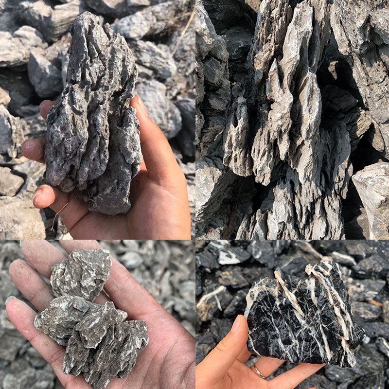 广东水族鱼缸造景石庭院假山造景鱼缸装饰天然石材英石酸洗青龙石