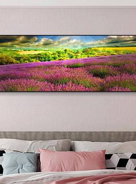 现代轻奢清新卧室床USR头酒样板房装书修花卉浪漫紫色带挂店画房