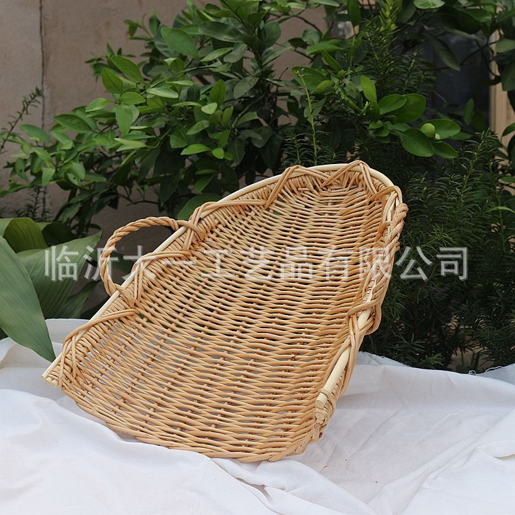 藤编PP仿真长方形水果篮展示托盘