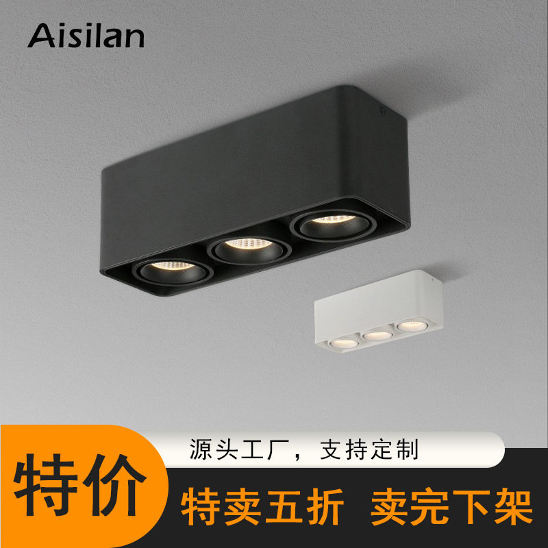 明装免开孔无主灯双头COB筒灯