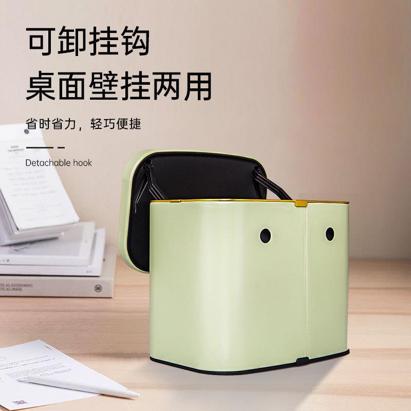 桌收纳桶客厅卫生间厨房平QBH-114纹免孔式壁挂垃面圾桶不锈钢垃