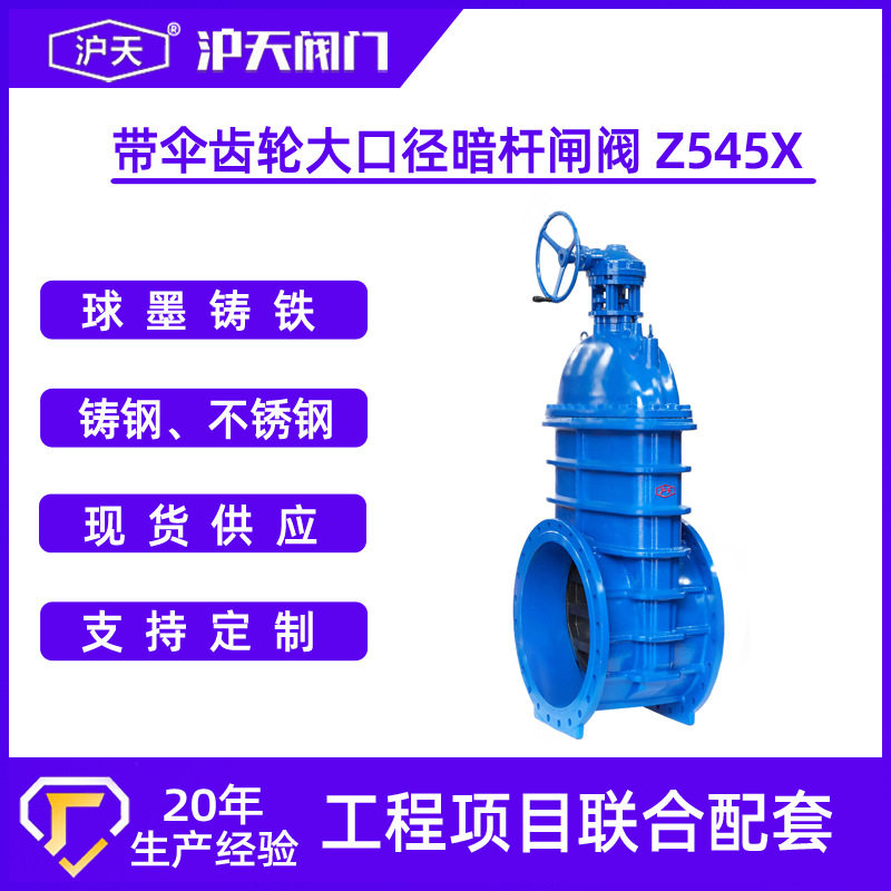 沪天球墨铸铁大口径软密封闸阀
