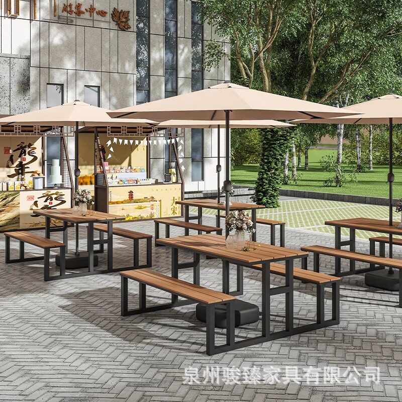 户外露天花园休闲桌椅商用庭院广场夜市烧烤景区长凳配套椅子组合