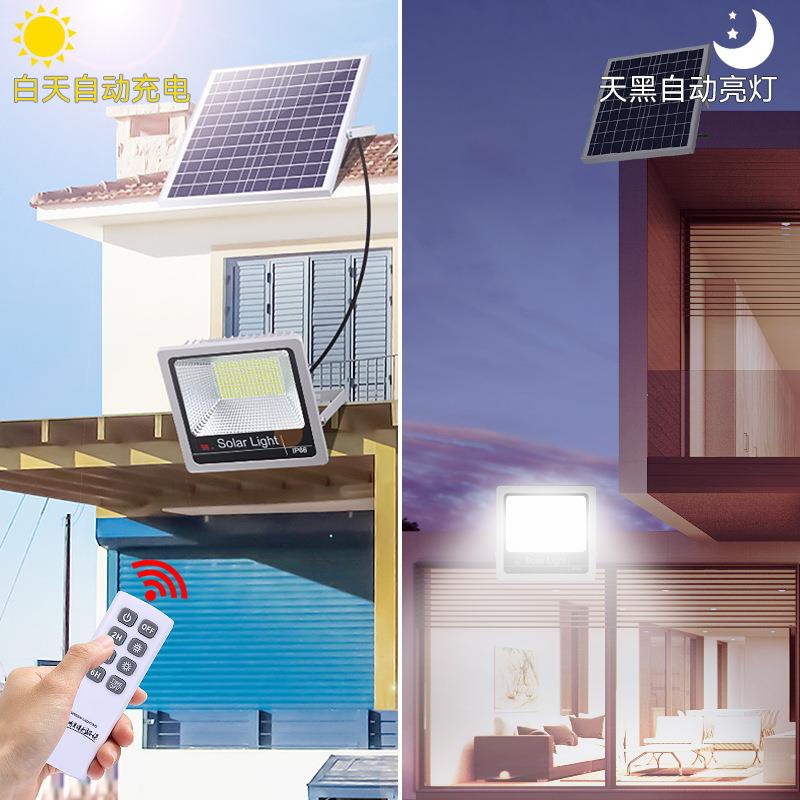现货太阳能投光灯户外防水庭院泛光灯新农村家用遥控照明路灯