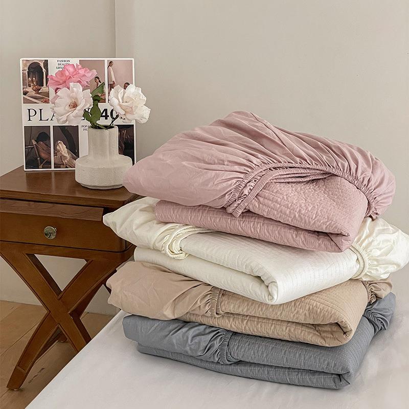 约风直条密道夹棉床笠单件包全床罩IOX加厚韩床垫保护套床单套简