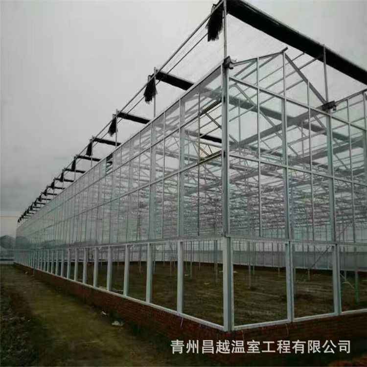 厂家设计建造苗床pc玻璃温室大棚 智能农业观光花卉展览参观基低